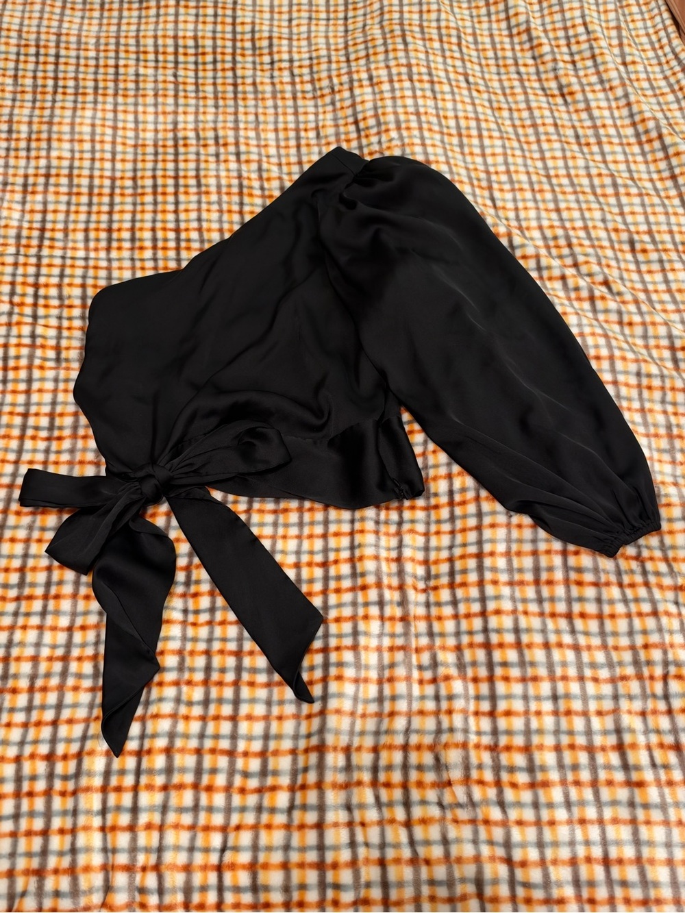 Express Black One-Shoulder Tie Blouse
